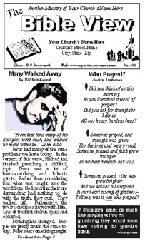 A sample of a Bible View bulletin insert and newspaper