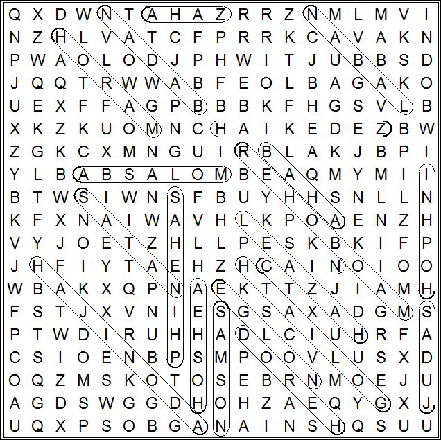 Answers to Bad Guys of the Bible Wordsearch Puzzle