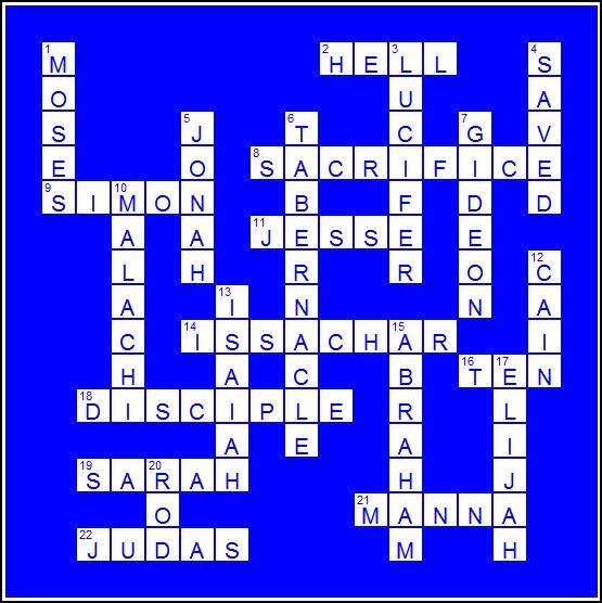Answers to biblical crossword puzzle
