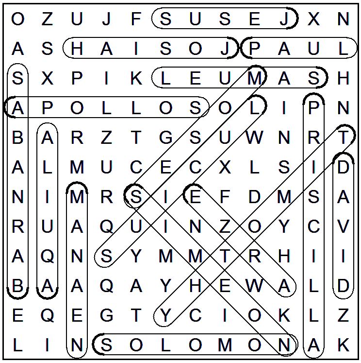 Answers to puzzle